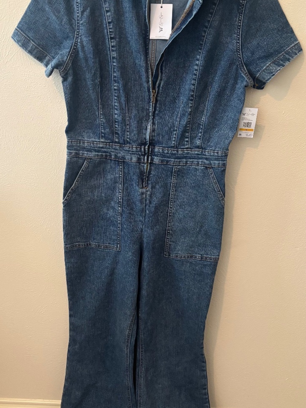 Jessica Simpson Women's Medium Wash Denim Jumpsuit, Zipper Front - Size 14